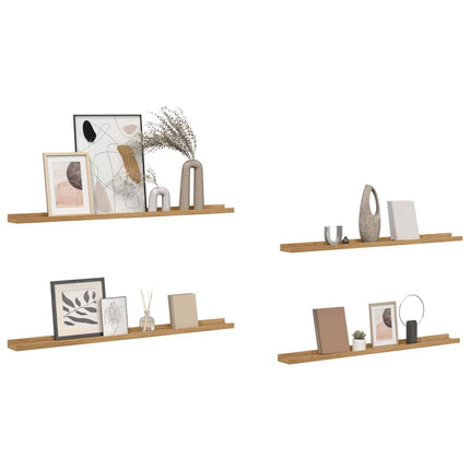Væghylde Vægmonteret 4 pcs Brun 100 x 9 x 3 cm Konstrueret træ