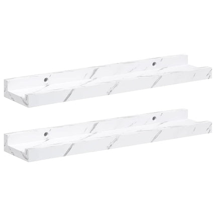 Væghylde Vægmonteret 2 pcs Hvid marmor 40 x 9 x 3 cm