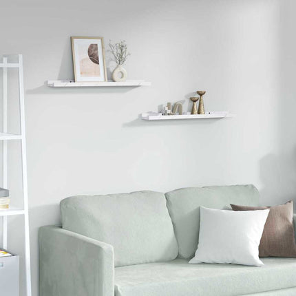 Væghylde Vægmonteret 2 pcs Hvid marmor 60 x 9 x 3 cm