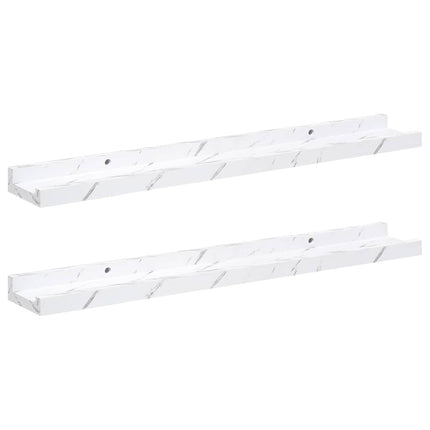 Væghylde Vægmonteret 2 pcs Hvid marmor 60 x 9 x 3 cm