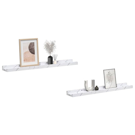 Væghylde Vægmonteret 2 pcs Hvid marmor 60 x 9 x 3 cm