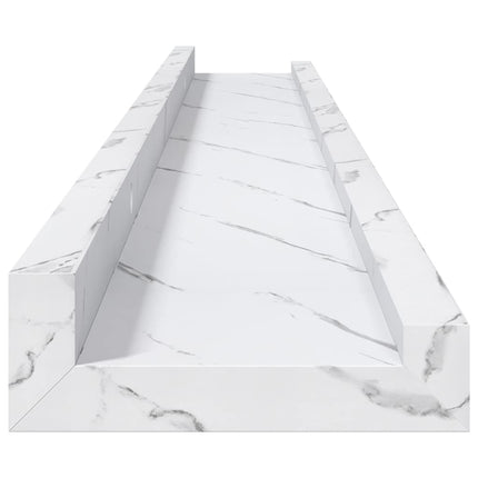 Væghylde 2 pcs Hvid marmor 80 x 9 x 3 cm Konstrueret træ