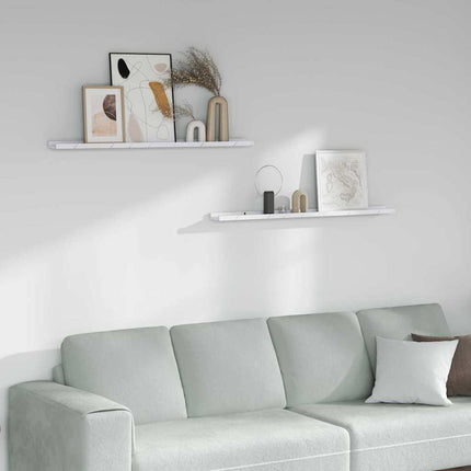 Væghylde Vægmonteret 2 pcs Hvid marmor 100 x 9 x 3 cm