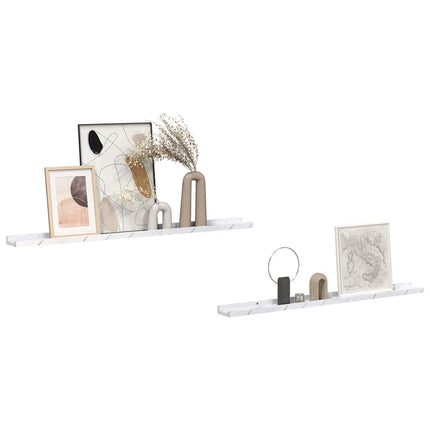Væghylde Vægmonteret 2 pcs Hvid marmor 100 x 9 x 3 cm
