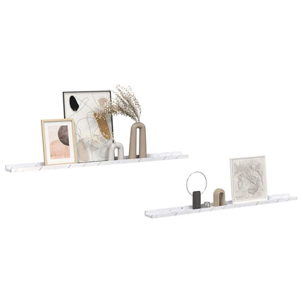 Væghylde Vægmonteret 2 pcs Hvid marmor 115 x 9 x 3 cm