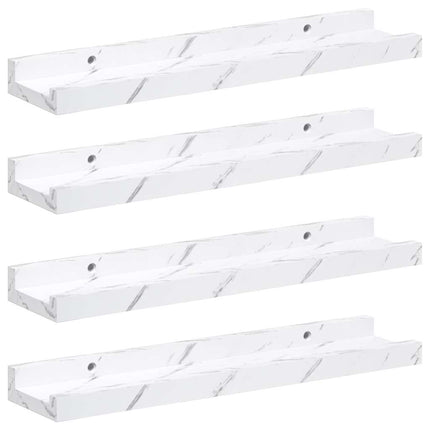 Væghylde Vægmonteret 4 pcs Hvid marmor 40 x 9 x 3 cm