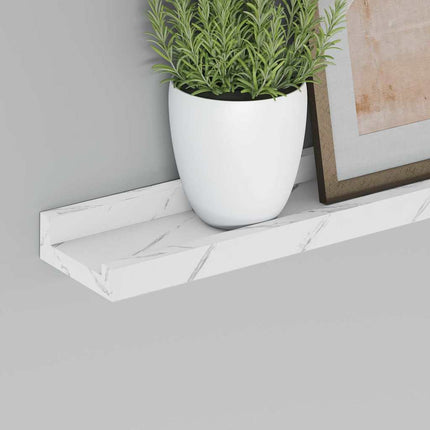 Væghylde 4 pcs Hvid marmor 60 x 9 x 3 cm Konstrueret træ