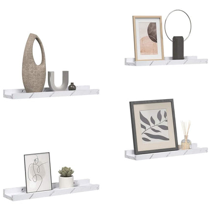 Væghylde 4 pcs Hvid marmor 60 x 9 x 3 cm Konstrueret træ