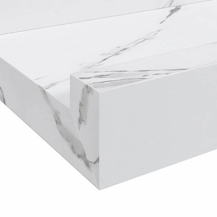 Væghylde 4 pcs Hvid marmor 80 x 9 x 3 cm Konstrueret træ