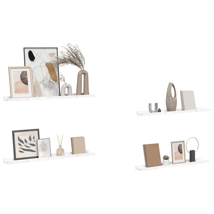 Væghylde 4 pcs Hvid marmor 80 x 9 x 3 cm Konstrueret træ
