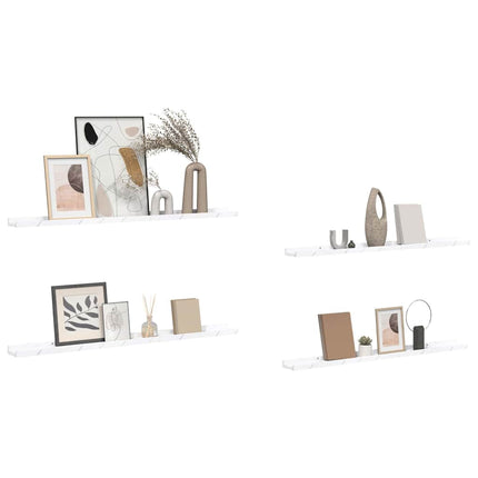 Væghylde Vægmonteret 4 pcs Hvid marmor 100 x 9 x 3 cm