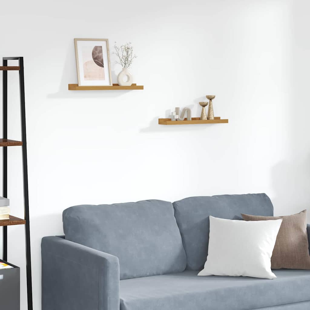 Væghylde med hylde 2 pcs Beige 40 x 9 x 3 cm Konstrueret træ