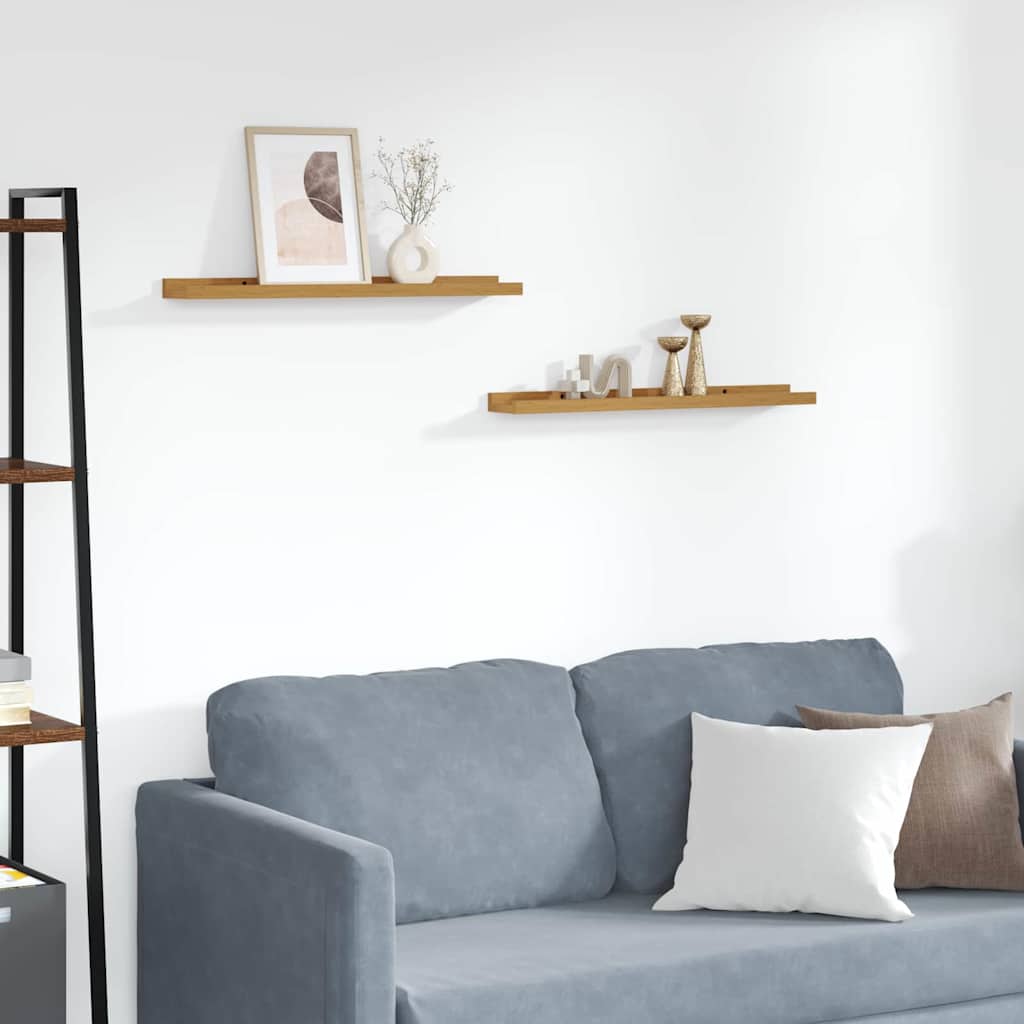 Væghylde med hylde 2 pcs Beige 60 x 9 x 3 cm Konstrueret træ