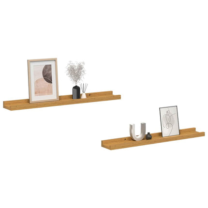 Væghylde Vægmonteret 2 pcs Beige 60 x 9 x 3 cm Konstrueret træ