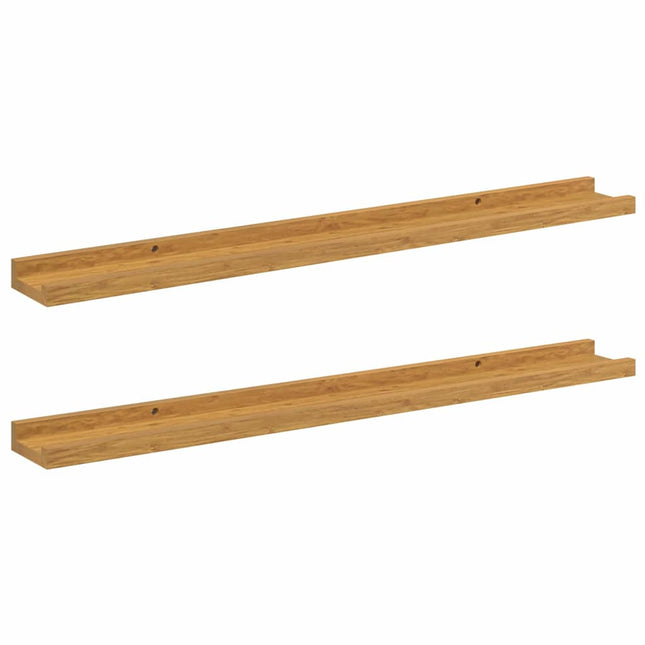 Væghylde med hylde 2 pcs Beige 80 x 9 x 3 cm Konstrueret træ