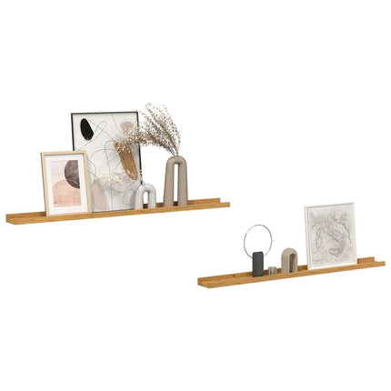 Væghylde Vægmonteret 2 pcs Beige 100 x 9 x 3 cm Konstrueret træ