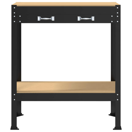 Værksted med skuffe Sort 80 x 40 x 91 cm Samlet træ og metal