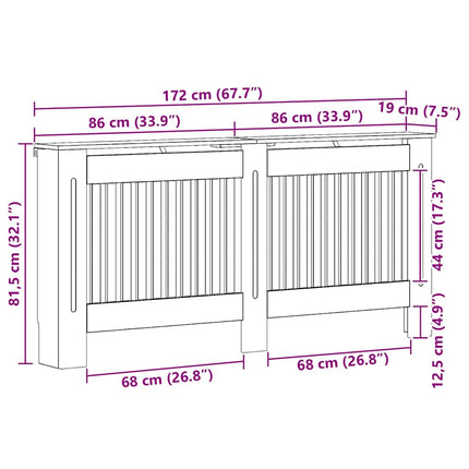 Radiatorcover Betongrå 172 x 19 x 81,5 cm Konstrueret træ