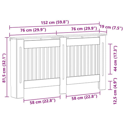 Radiatorcover Artisan-eg 152 x 19 x 81,5 cm Konstrueret træ