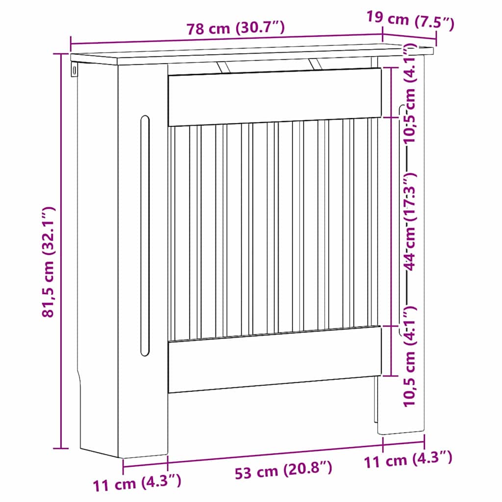 Radiatorcover Beton Grå 78 x 19 x 81,5 cm Konstrueret træ