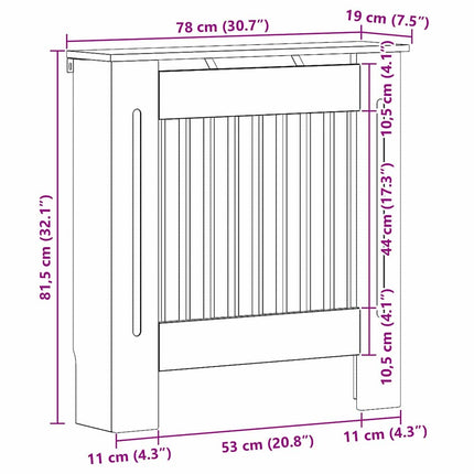 Radiatorcover Sort eg 78 x 19 x 81,5 cm Konstrueret træ