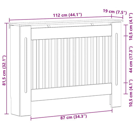 Radiatorcover Grå Sonoma 112 x 19 x 81,5 cm Konstrueret træ