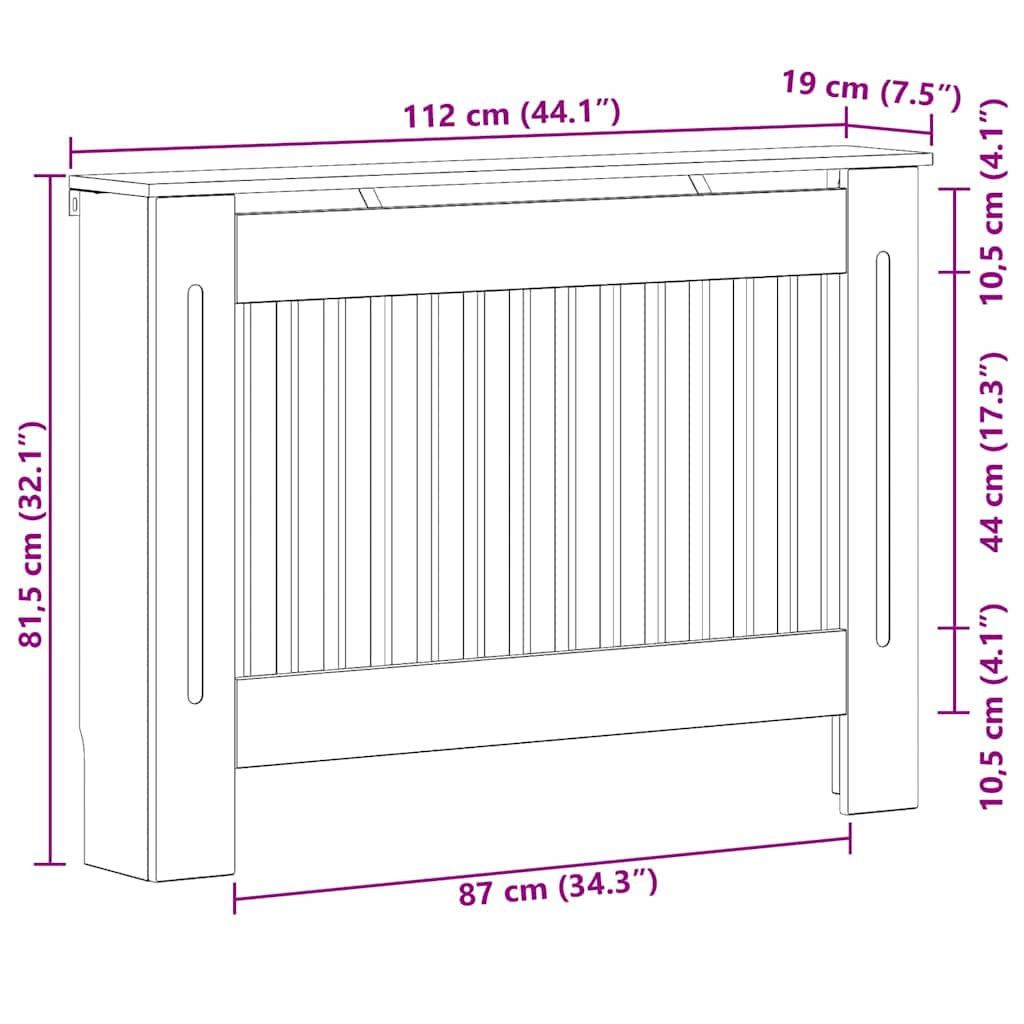 Radiatorcover Gammelt træ 112 x 19 x 81,5 cm Konstrueret træ