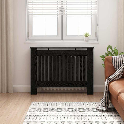 Radiatorcover Sort eg 112 x 19 x 81,5 cm Konstrueret træ