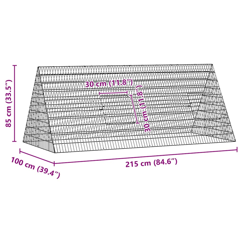 Kanin Bur Sølv 215 x 100 x 85 cm Galvaniseret stål