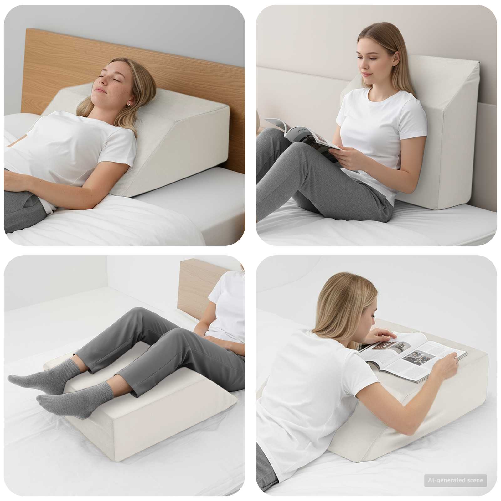 Benpude i fløjl - hvid 63 × 52 × 19,5 cm med PU-skum