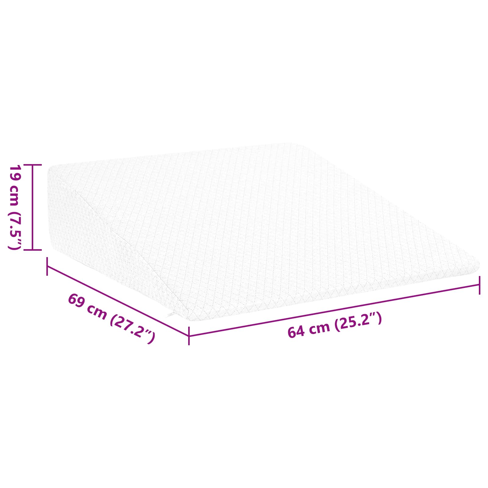 Vinkelpude Ensfarvet Hvid 69 x 64 x 19 cm Memory Skum