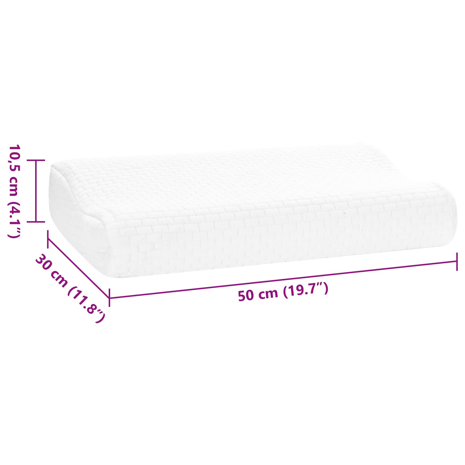Sovepude Ensfarvet Hvid 50 x 30 x 10,5 cm Memory Skum