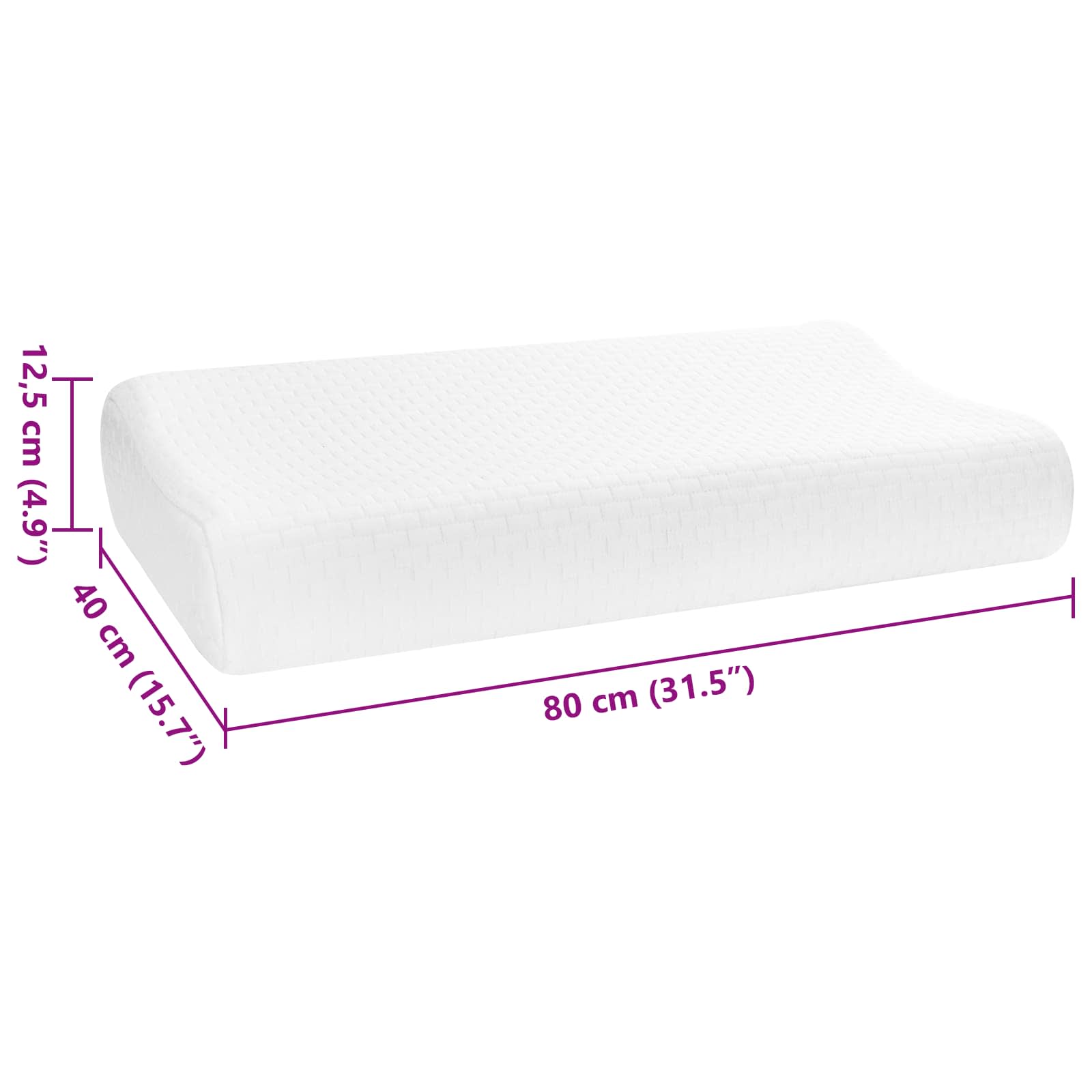 Sovepude Ensfarvet Hvid 80 x 40 x 12,5 cm Memory Skum