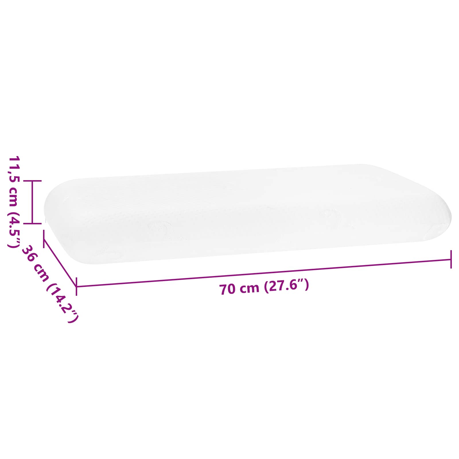 Sovepude Ensfarvet Hvid 70 x 36 x 11,5 cm Memory Skum