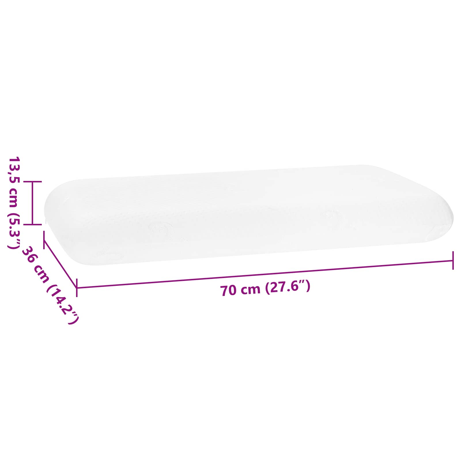 Sovepude Ensfarvet Hvid 70 x 36 x 13,5 cm Memory Skum