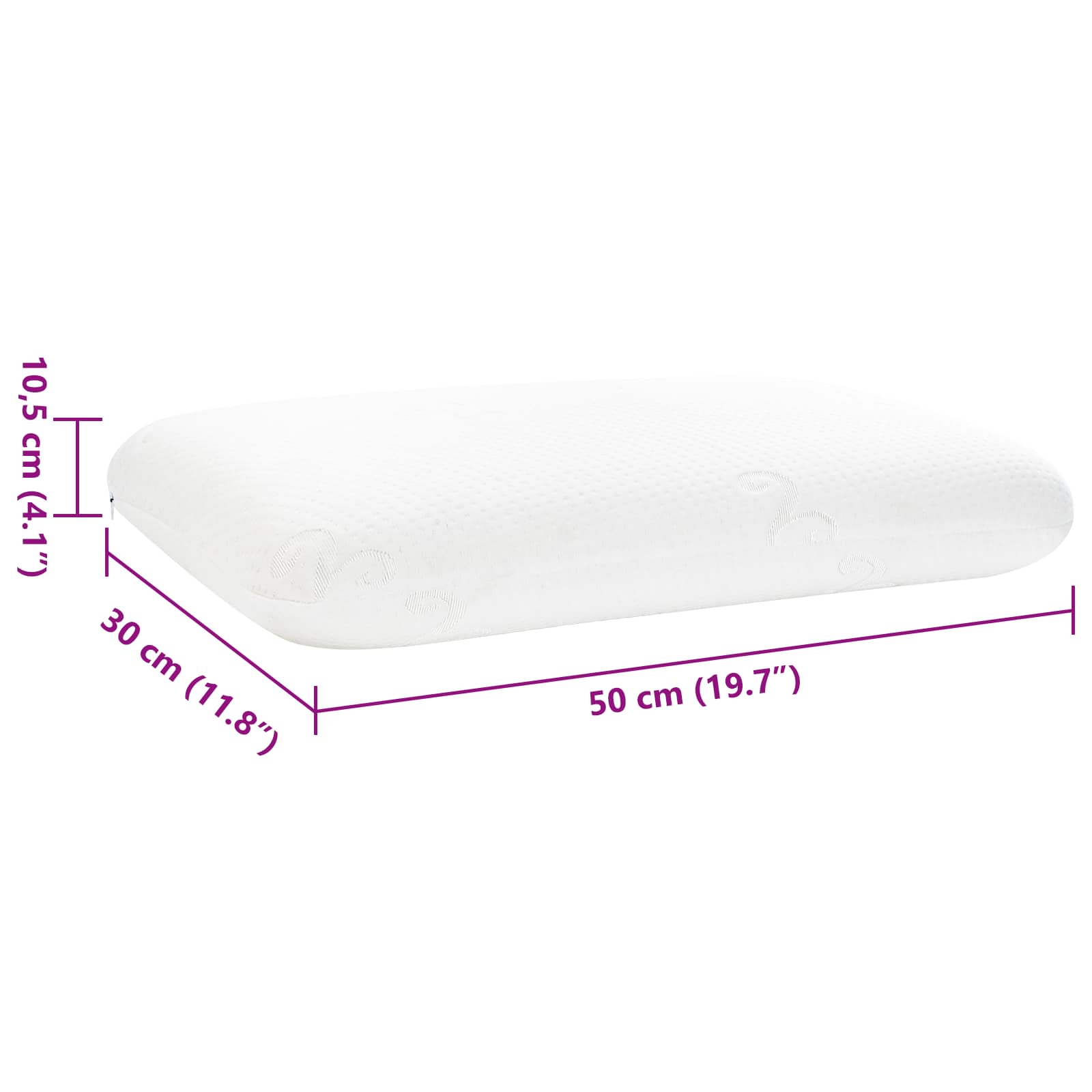 Sovepude Ensfarvet Hvid 50 x 30 x 10,5 cm Memory Skum