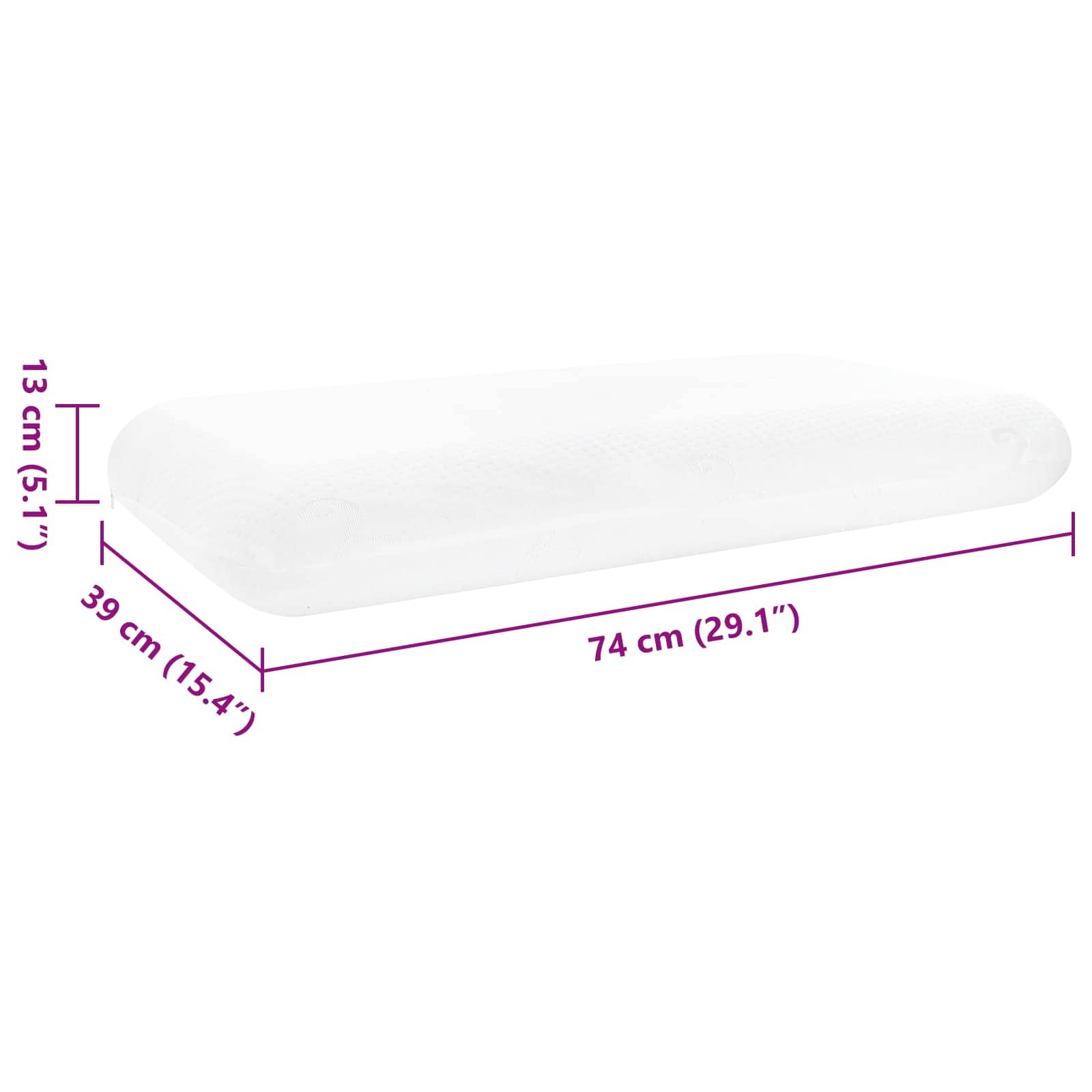 Sovepude Ensfarvet Hvid 74 x 39 x 13 cm Memory Skum