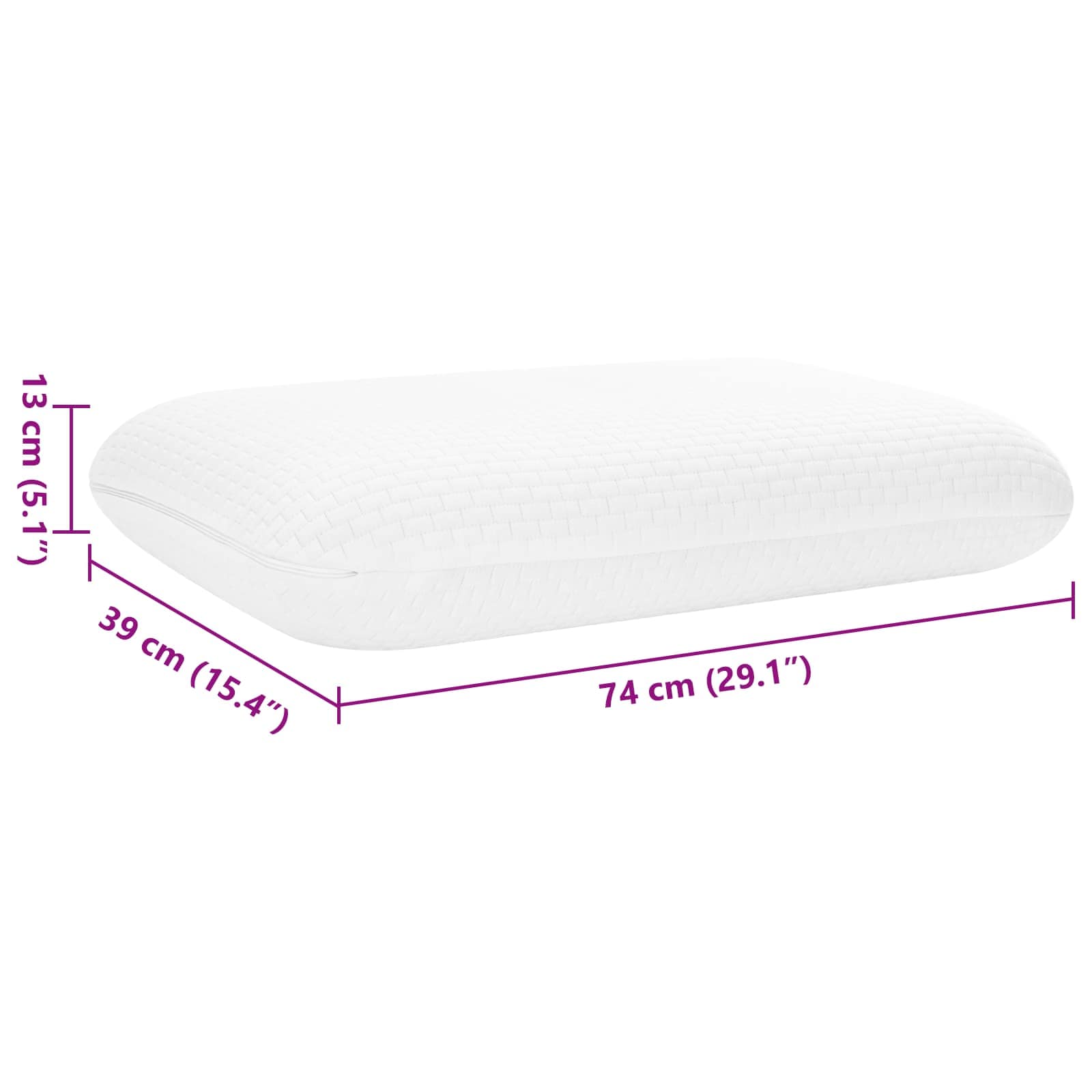 Sovepude Ensfarvet Hvid 74 x 39 x 13 cm Memory Skum