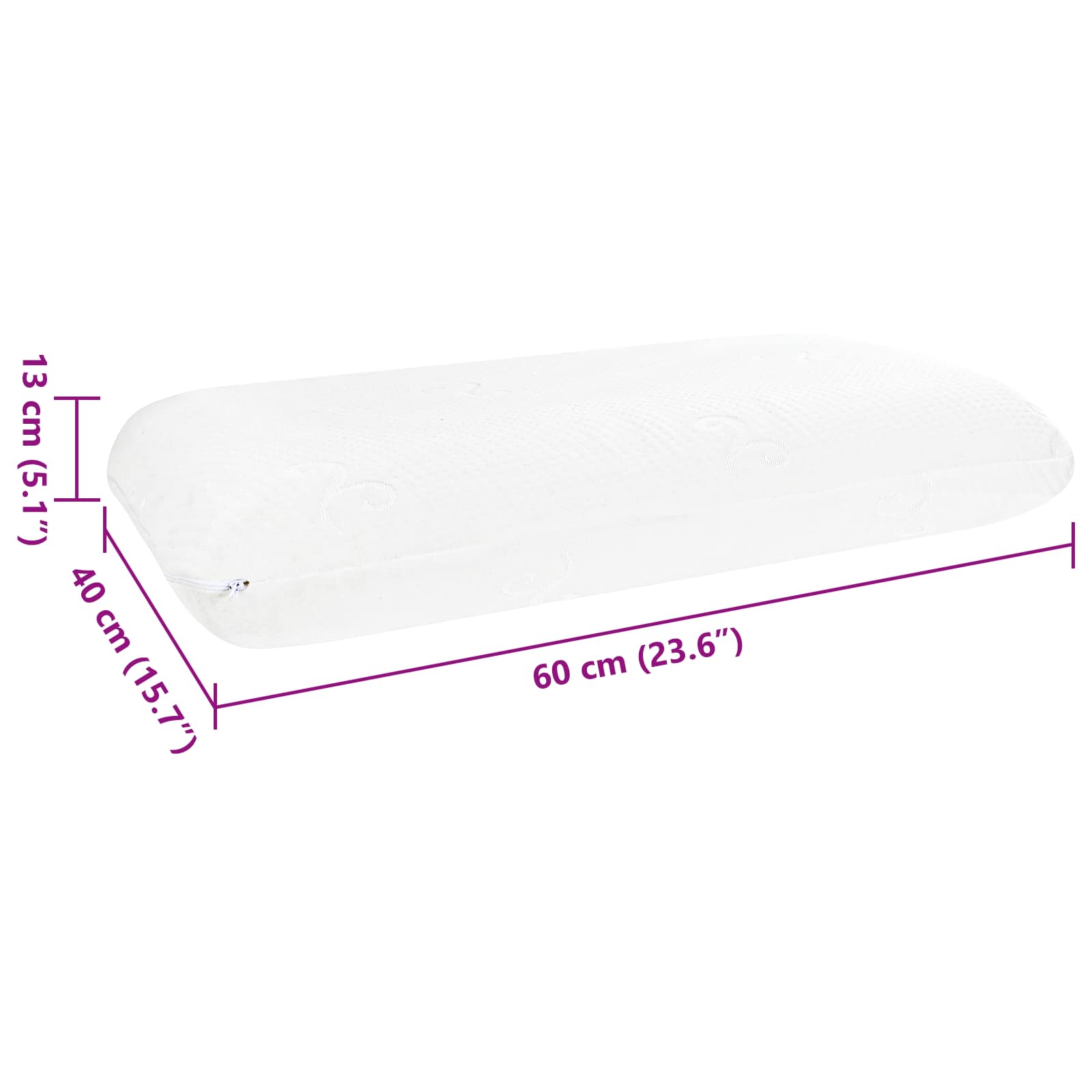 Sovepude Ensfarvet Hvid 60 x 40 x 13 cm Gel Hukommelsesskum