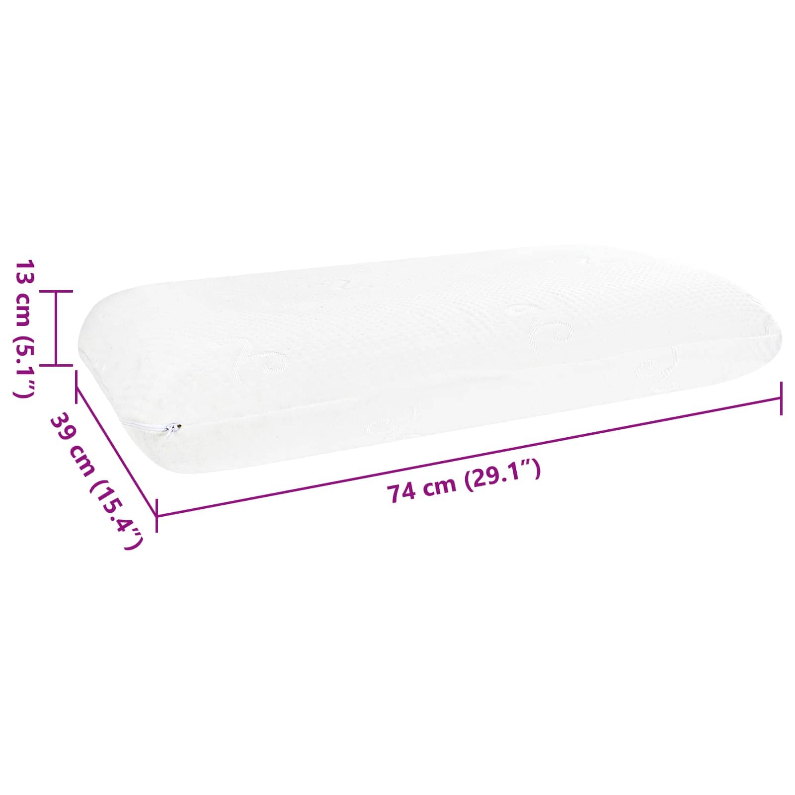 Sovepude Ensfarvet Hvid 74 x 39 x 13 cm Gel Hukommelsesskum