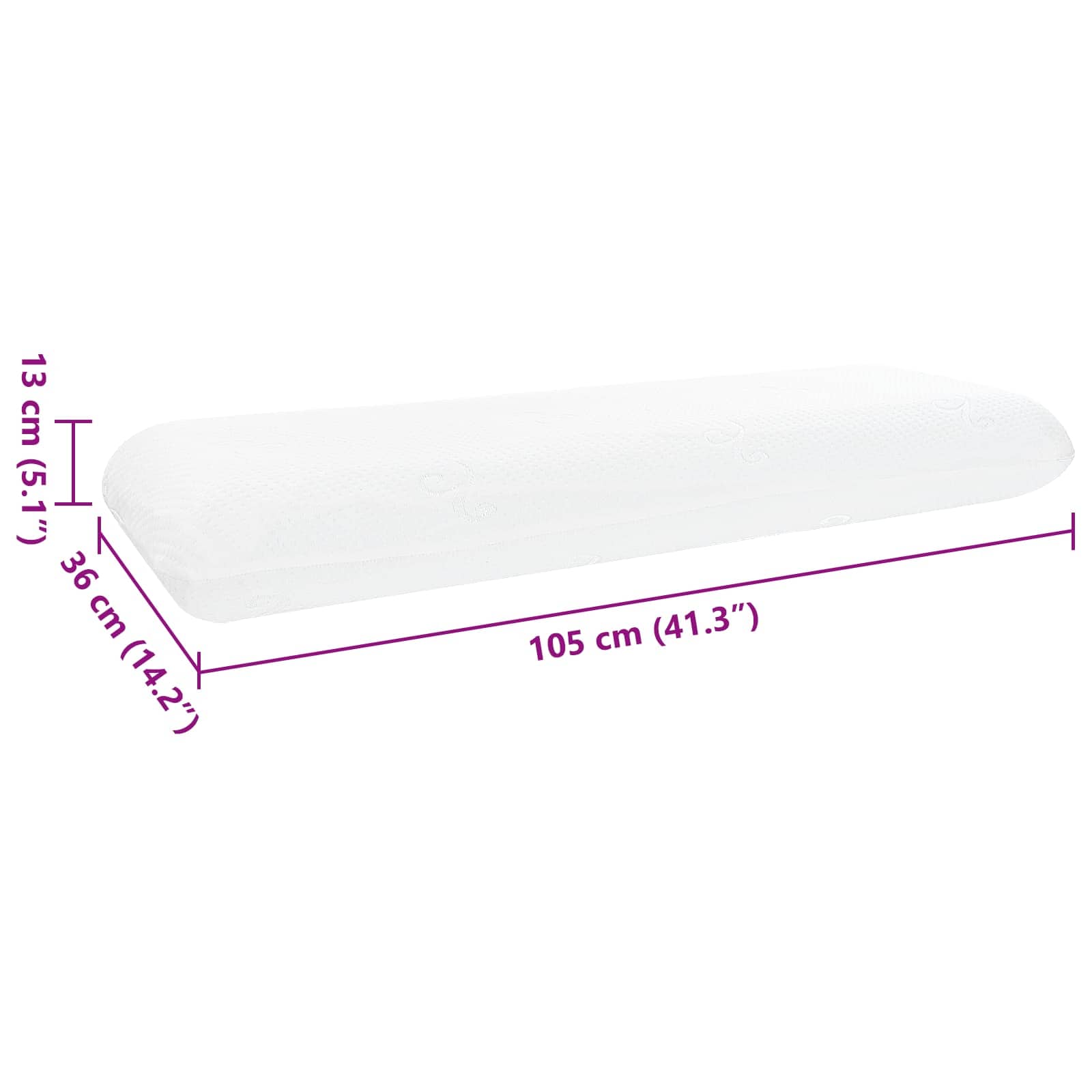 Sovepude Ensfarvet Hvid 105 x 36 x 13 cm Gel Hukommelsesskum