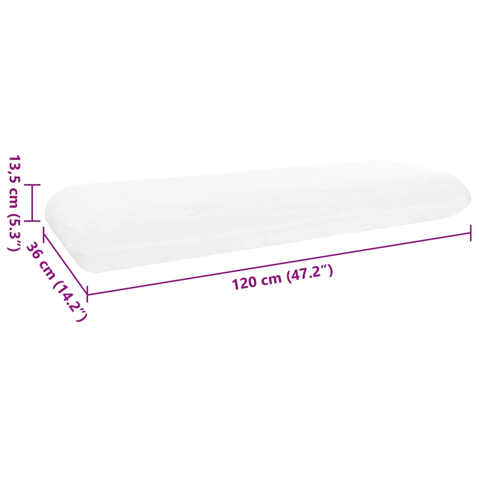 Sovepude Ensfarvet Hvid 120 x 36 x 13 cm Gel Hukommelsesskum