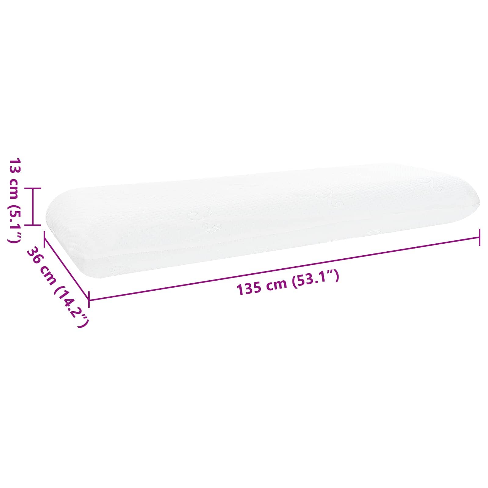 Sovepude Ensfarvet Hvid 135 x 36 x 13 cm Gel Hukommelsesskum