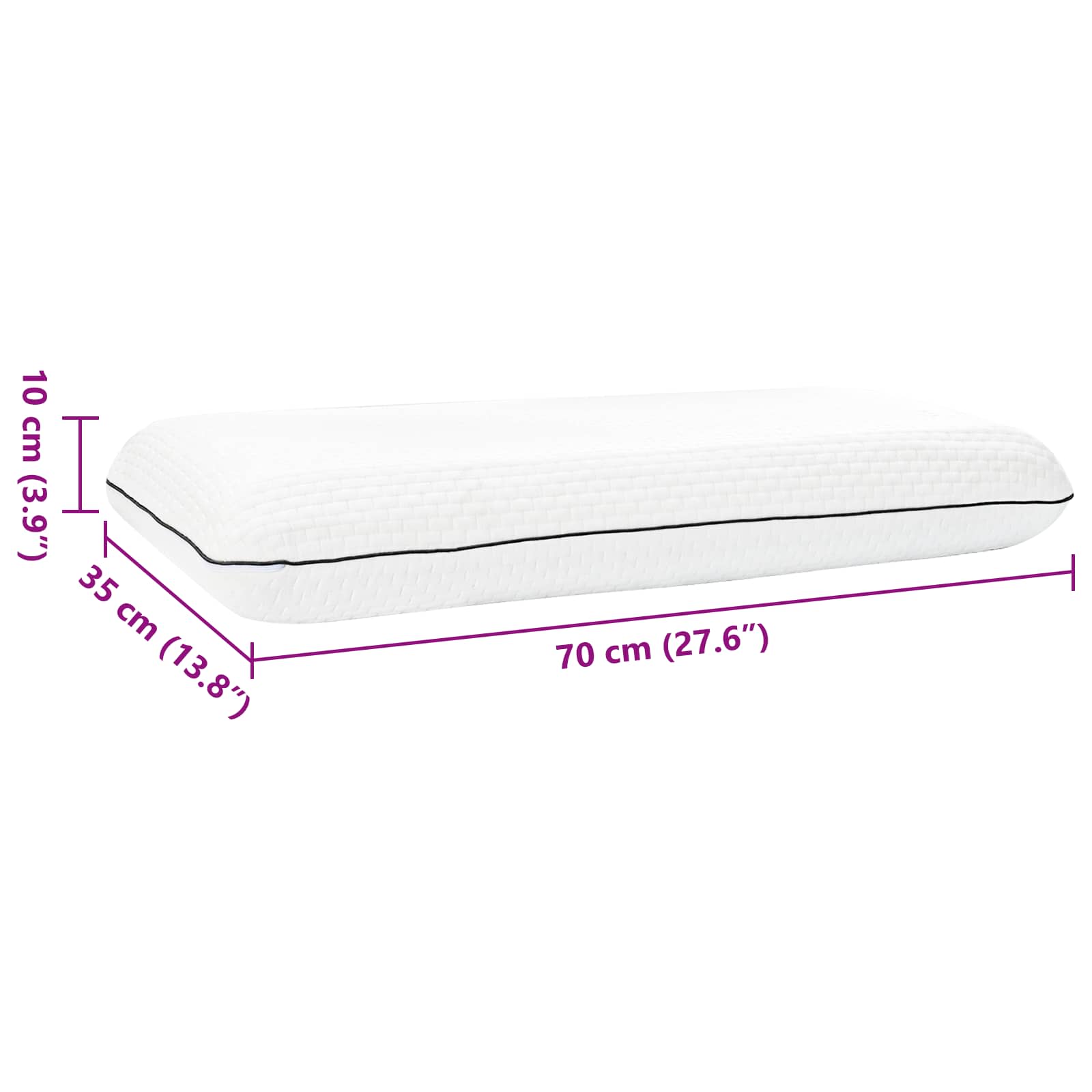 Sovepude Ensfarvet Hvid 70 x 35 x 10 cm Gel Skum