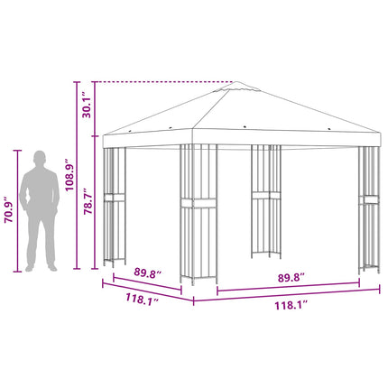 Pavillon 3 x 3 m Gråbrun Polyester og Stål 190 gsm