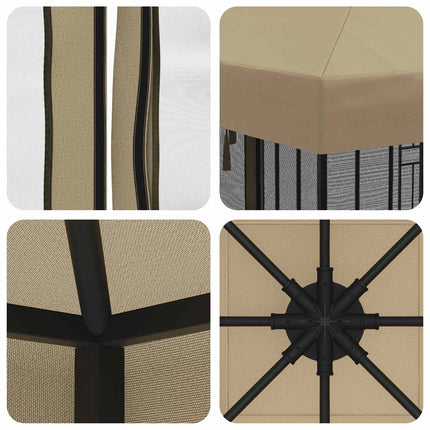 Havelæger med sidevægge 3 x 3 m Beige Polyester og Stål 190 gsm