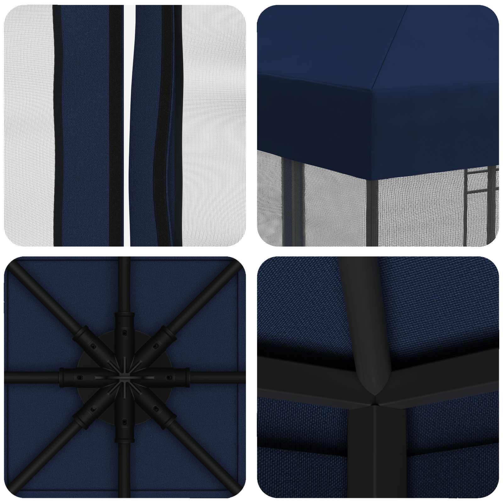 Havelæger med sidevægge 3 x 3 m Blå Polyester og Stål 190 gsm