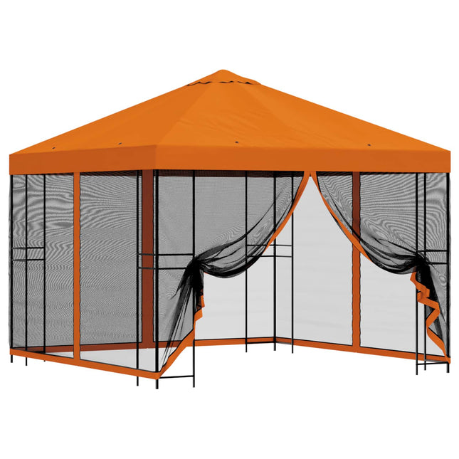 Havelæger med sidevægge 3 x 3 m Orange Polyester og Stål