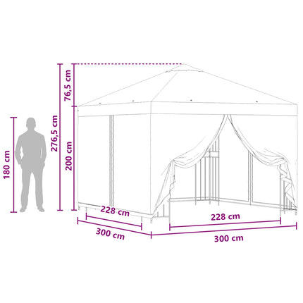 Havelæger med sidevægge 3 x 3 m Brun Polyester og Stål 190 gsm