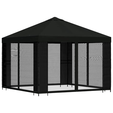 Havelæger med sidevægge 3 x 3 m Sort Polyester og Stål 190 gsm